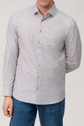 OLYMPLevelFive24SevenDynamicFlexOverhemdblauwroodwitMotief