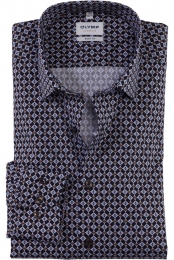 OLYMPLevelFiveOverhemdblauwbruinMotief