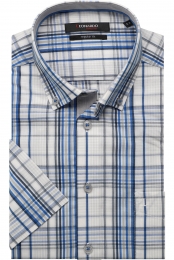 LeonardobyJupiterOverhemdKortemouwmiddenblauw