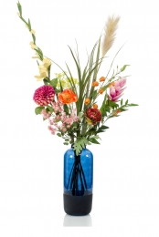 ZijdebloemboeketmixroodoranjerozekunstplantexclvaasDriesprongCollection-Driesprongcollection