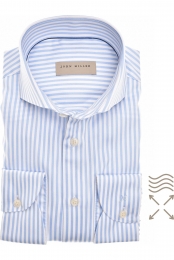 JohnMillerOverhemdlichtblauwGestreept