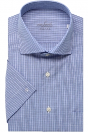 vanLaackMeisterwerkOverhemdKortemouwlichtblauwwit