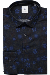 JupiterCasualOverhemdmiddenblauwBloemen