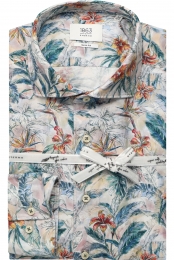 ETERNA1863LinnenOverhemdbeige-bruinBedrukt