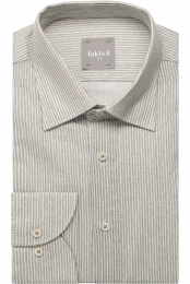 faktsLeisureLinnenOverhemdbruinGestreept