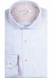 GiordanoLinnenOverhemdlichtblauwGestreept