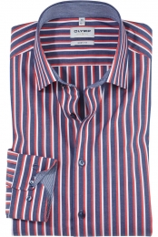 OLYMPLevelFiveOverhemdblauwroodwitGestreept