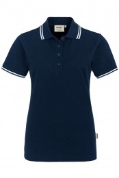 HAKRO205DamesPoloshirtdonkerblauwwitTweekleurig