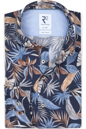 R2AmsterdamOverhemddonkerblauwBedrukt