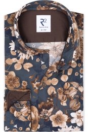 R2AmsterdamOverhemddonkerblauwBloemen