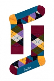 HappySocksArgyleSokkenBordeauxGeel