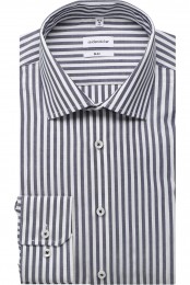 SeidenstickerOverhemddonkerblauwGestreept