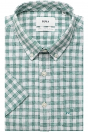 BraxLinnenOverhemdgroenRuit