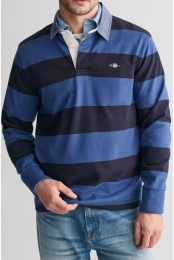 GANTPoloshirtlangemouwblauwGestreept