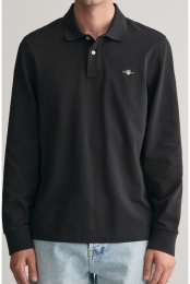 GANTShieldPoloshirtlangemouwzwartEffen