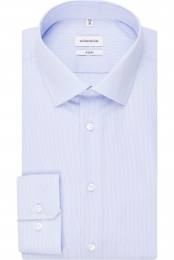 SeidenstickerOverhemdlichtblauwGestreept