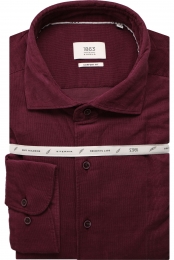 ETERNA1863ribfluwelenoverhemdbordeauxEffen