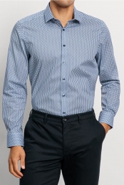 OLYMPLevelFiveOverhemdblauwBedrukt