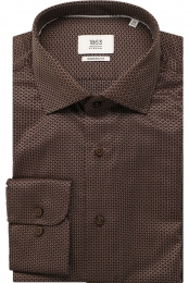ETERNA1863OverhemdbruinGestructureerd