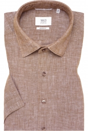 ETERNA1863LinnenOverhemddonkerbruinEffen