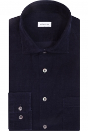 SeidenstickerribfluwelenoverhemddonkerblauwEffen