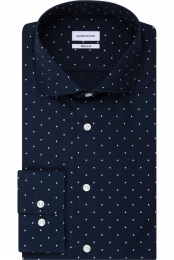 SeidenstickerOverhemddonkerblauwStippen