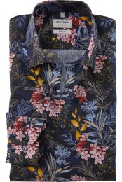 OLYMPLevelFiveOverhemdmarineBedrukt