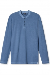 OLYMPCasualPoloshirtlangemouwrookblauwGestructureerd