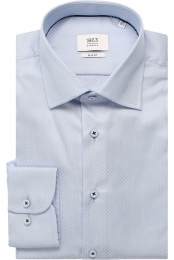 ETERNA1863OverhemdmiddenblauwGestructureerd