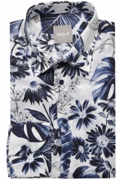 faktsLeisureLinnenOverhemdblauwwitBloemen