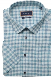 LeonardobyJupiterCasualOverhemdKortemouwmiddenblauw