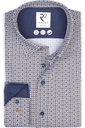 R2AmsterdamOverhemdblauwBedrukt