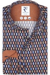 R2AmsterdamOverhemddonkerblauwBedrukt