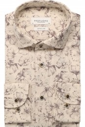 ProfuomoLinnenOverhemdbeigeBloemen