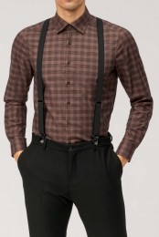 OLYMPLevelFiveOverhemdblauwbruinRuit