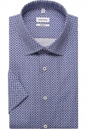 SeidenstickerOverhemdKortemouwmiddenblauw