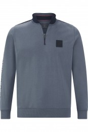 JanVanderstormSweatshirtritssluitingblauwBedrukt