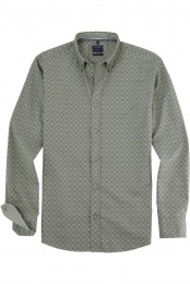 OLYMPCasualOverhemdgrijs-groenBedrukt