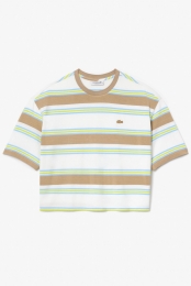 LacosteDamesT-shirtwitgroenGestreept