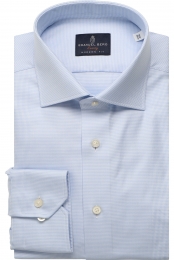 EmanuelBergOverhemdlichtblauwPiedDePoule