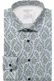 MarvelisPerformanceOverhemdblauwgroenwitMotief