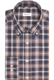 SeidenstickerFlanellenOverhemddonkerblauwRuit