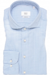 ETERNA1863OverhemdblauwGestructureerd