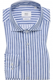 ETERNA1863LinnenOverhemdmarineGestreept