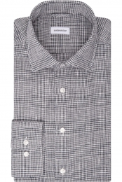 SeidenstickerLinnenOverhemddonkerblauwRuit