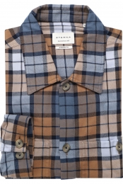 ETERNAFlanellenOverhemdbruinblauwRuit