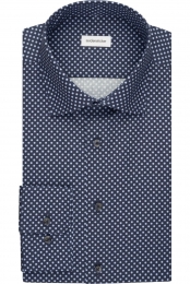 SeidenstickerOverhemddonkerblauwBedrukt