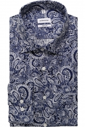 SeidenstickerOverhemddonkerblauwBedrukt