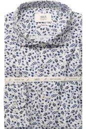 ETERNA1863LinnenOverhemdblauwBedrukt