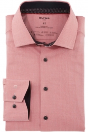 OLYMPLuxor24SevenDynamicFlexOverhemdbaksteenroodHerringbone